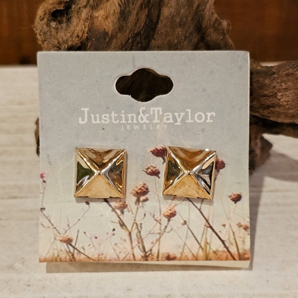 Justin & Taylor goldtone pyramid stud earrings